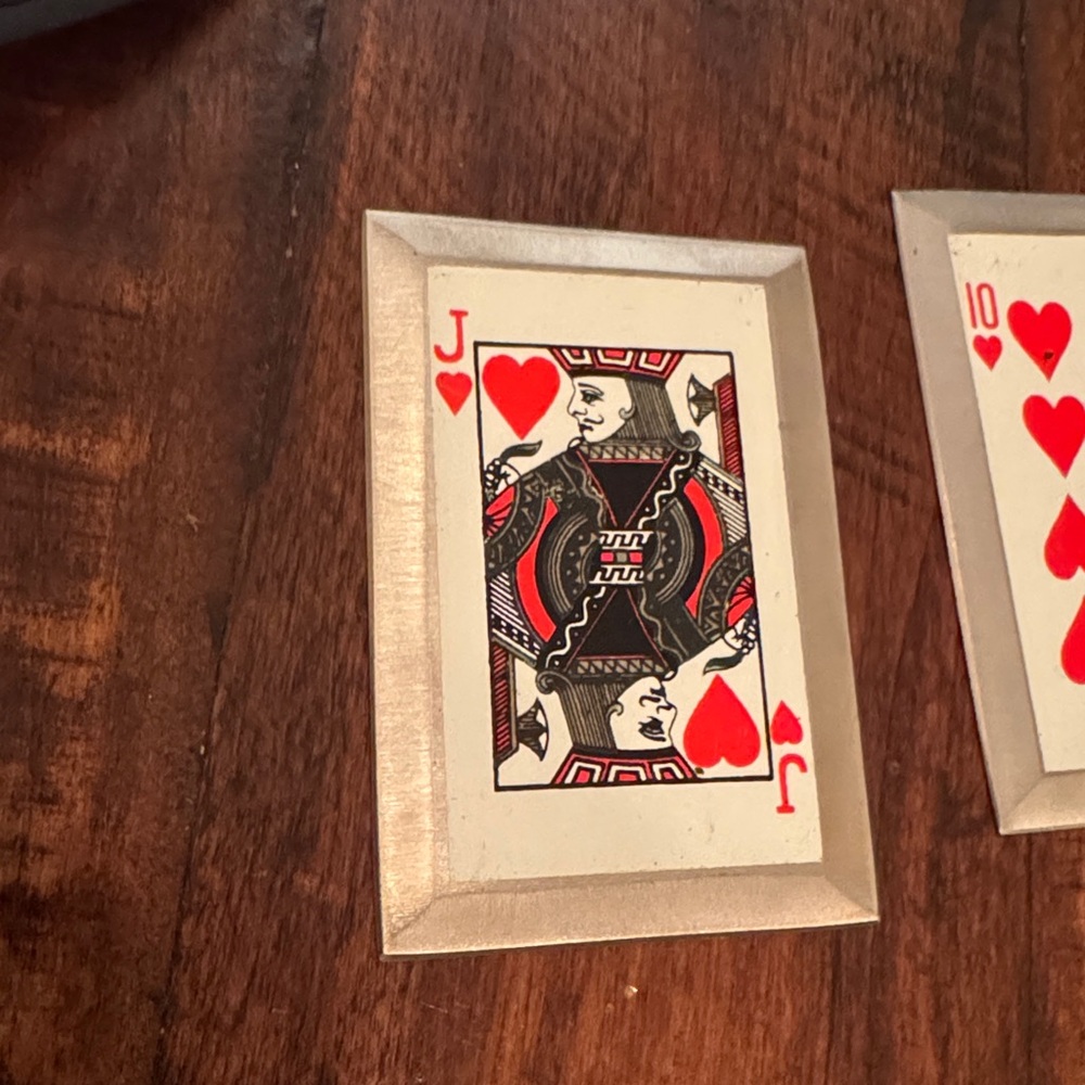 Vintage Metal Playing Cards Royal Flush Hearts Fold-Out Wallet Poker Collectible